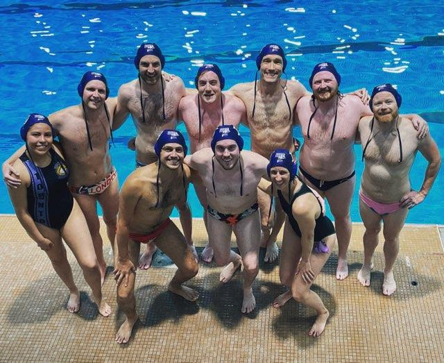 Five members of Denver Squid plus their teammates from Toronto, San Francisco and London/Montreal at Toronto's Polopalooza tournament, July 2022